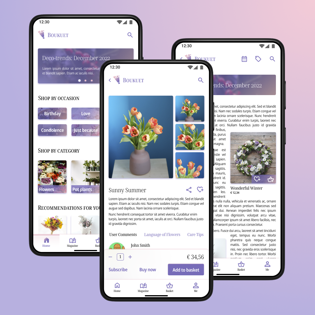 Mockups: Boukuet